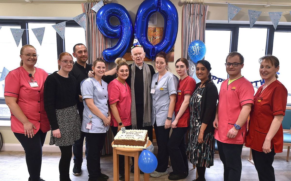 Father Larkin with Staff on his 90th Birthday